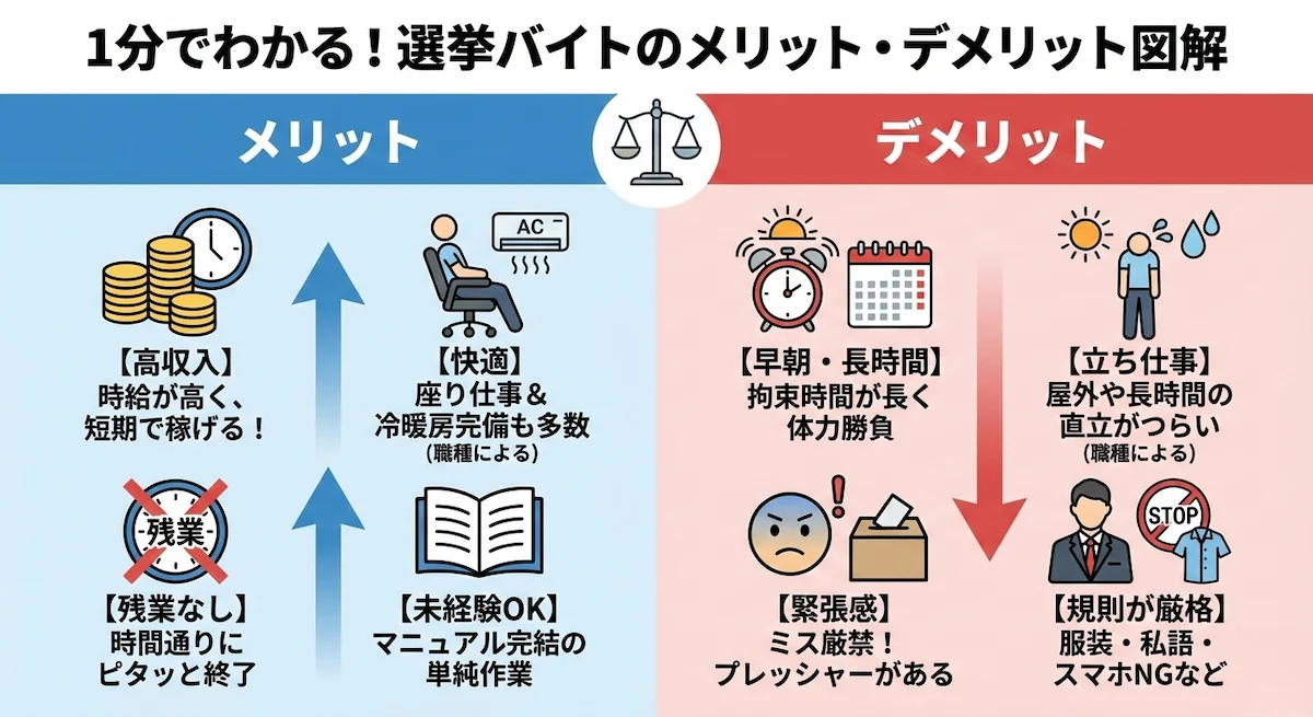 選挙バイトのメリットデメリット